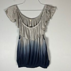 Free people Gray Black Ruffle Tank Small